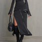 Side-zip Sheath Skirt And Long-sleeve T-shirt Set