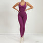 Dance Belly Contracting Peach Hip Sports Stretch Tight Jumpsuit