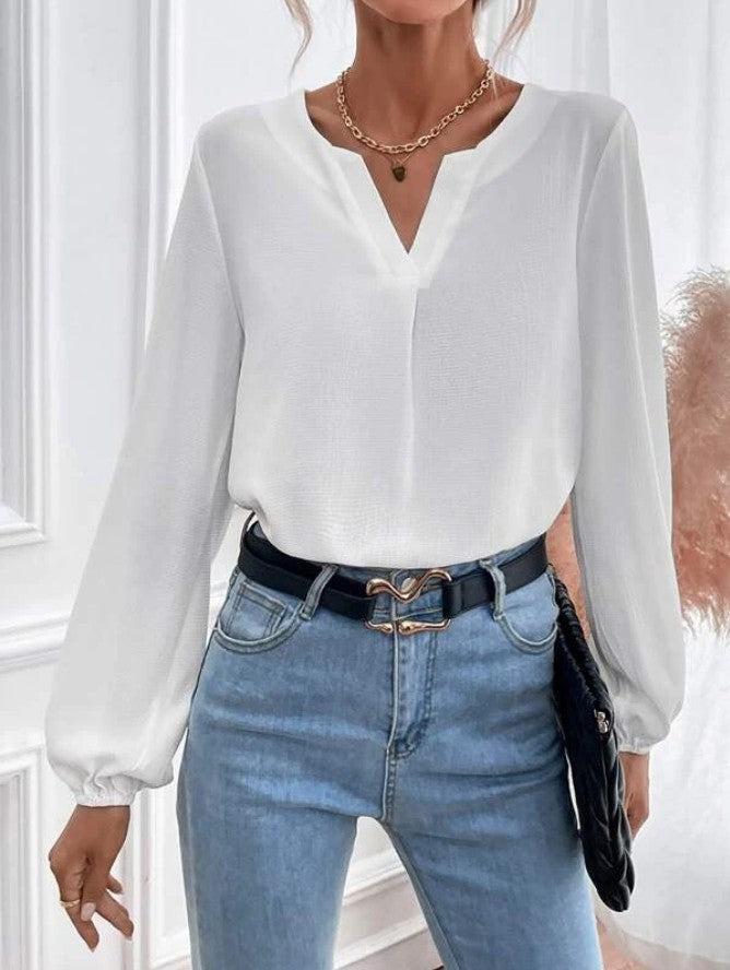 Loose Pullover Chiffon Temperament Commuter Solid Color Long-sleeved Bottoming Shirt