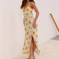Womens Floral Dress With Thin Straps And A Slit