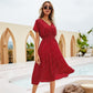 Robe d'été moulante à manches courtes et pois