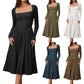 Women's Solid Color Long Sleeve Bottoming Dress