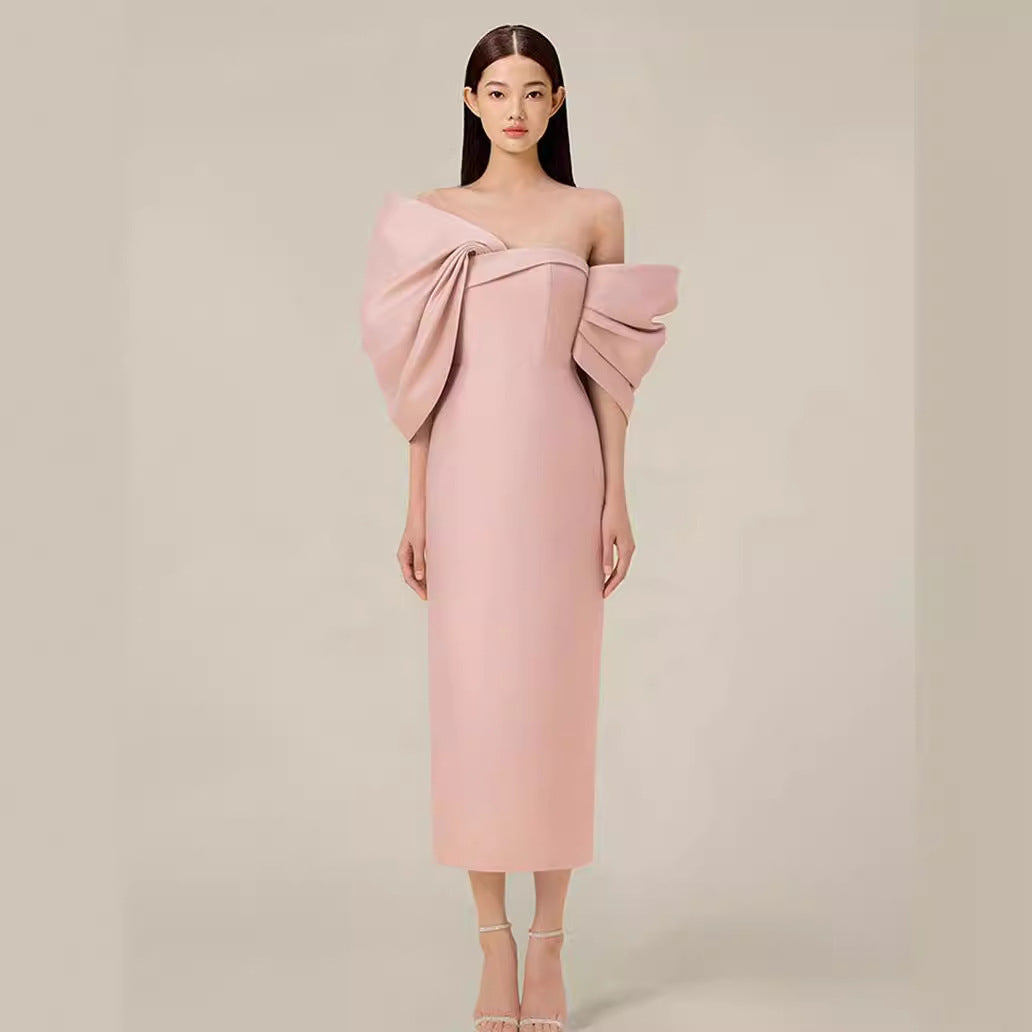 Robe taille haute élégante avec nœud français