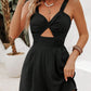 Women's Holiday Solid Color Hollow Twist Knot Jumpsuit