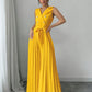 Suit Collar Bow Tie Belted Waist Pleated Jumpsuit