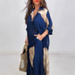 European And American Three-quarter Sleeve Printed Top And Pants Commute Leisure Suit