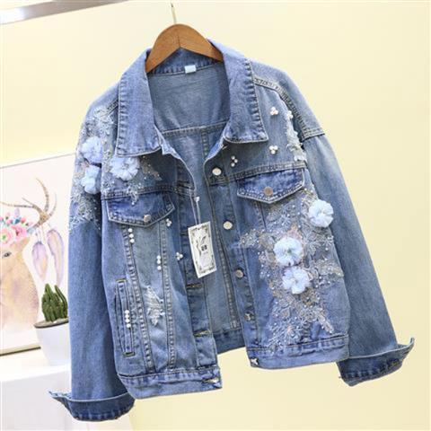 Embroidered Three-dimensional Denim Short Coat