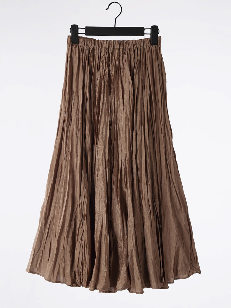 Solid Color Embroidered Long-sleeved Top Handmade Pleated Two-piece Overskirt Suit