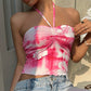 Holiday Halter Spaghetti Straps Top Tie-Dye Vest Tube Top Women's Clothing