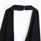 Silk Texture Belt Black Slim Jumpsuit