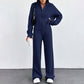 Autumn And Winter New European And American Women's Casual Loose Zip Top And Trousers Two-piece Set