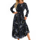 Womens Versatile Round-neck Floral Chiffon Dress