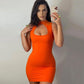 Robe sexy à hanches creuses style cheongsam