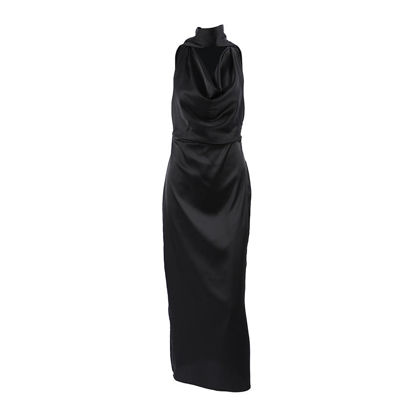 Ding Swing Collar Off-the-shoulder Elegant Dress Lace-up