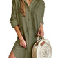 Robe chemise boutonnée à manches longues et revers pour femme, vêtement d'automne décontracté
