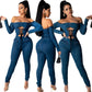 Women's One-piece Shoulder Strap Denim Jumpsuit