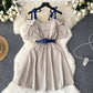 Adorable Designer-style Waist-cinching Lace-up Dress