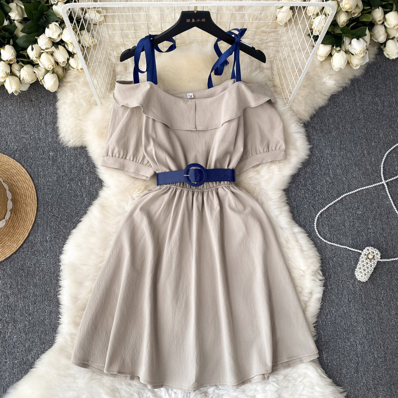 Adorable Designer-style Waist-cinching Lace-up Dress