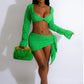 Women's Long-sleeved V-neck Top Slim-fit Sheath Skirt Suit