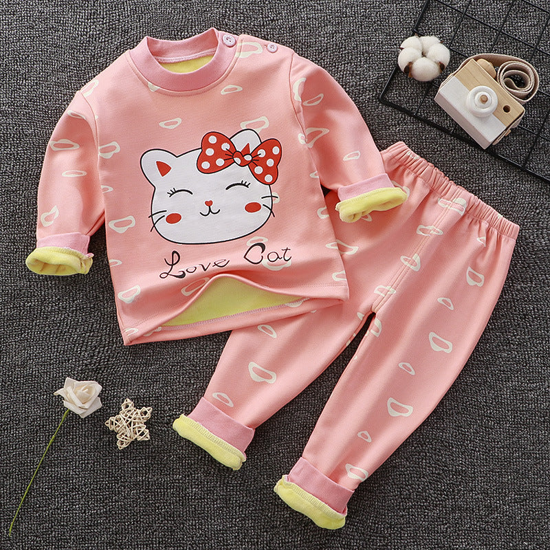 Children's Thermal Underwear Set Plus Velvet Thickening