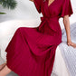 V-neck Swing Pleated Maxi Dress Women's Clothing