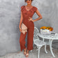 Women's Solid Color Back Straight Jumpsuit