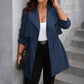 Drawstring Large Lapel Mid-length Trench Coat
