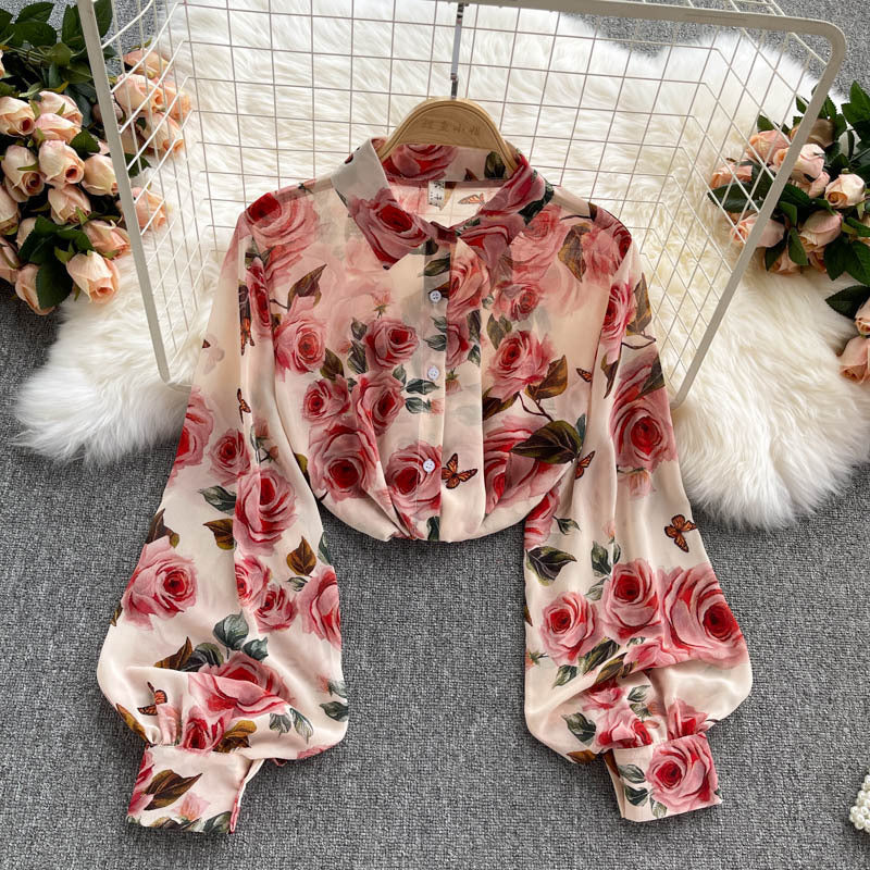 Women's Long Sleeve Printed Vintage Shirt