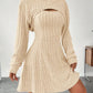 New Fashion Fall Winter Hooded Shawl Long-sleeved Vest Short Skirt Two-piece Set