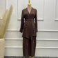 Pure Cotton Casual Plus Size Top Two-piece Pants Suit