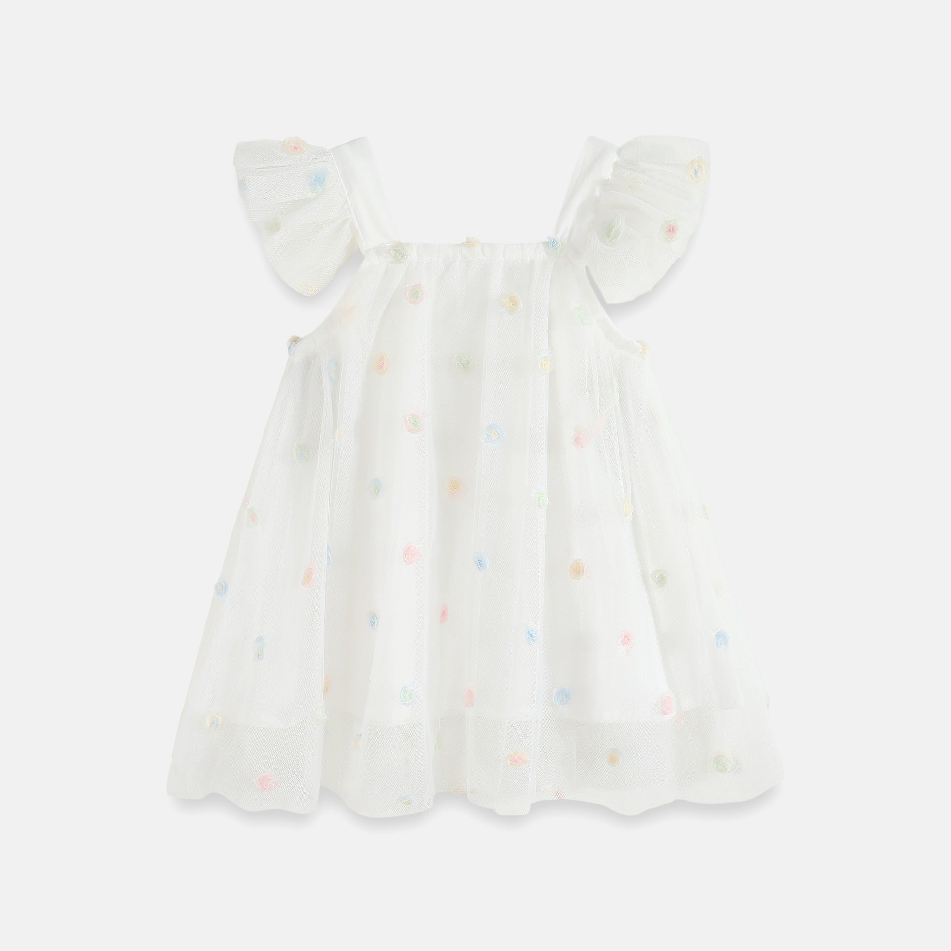 Robe à bretelles en maille à manches volantées pour enfant
