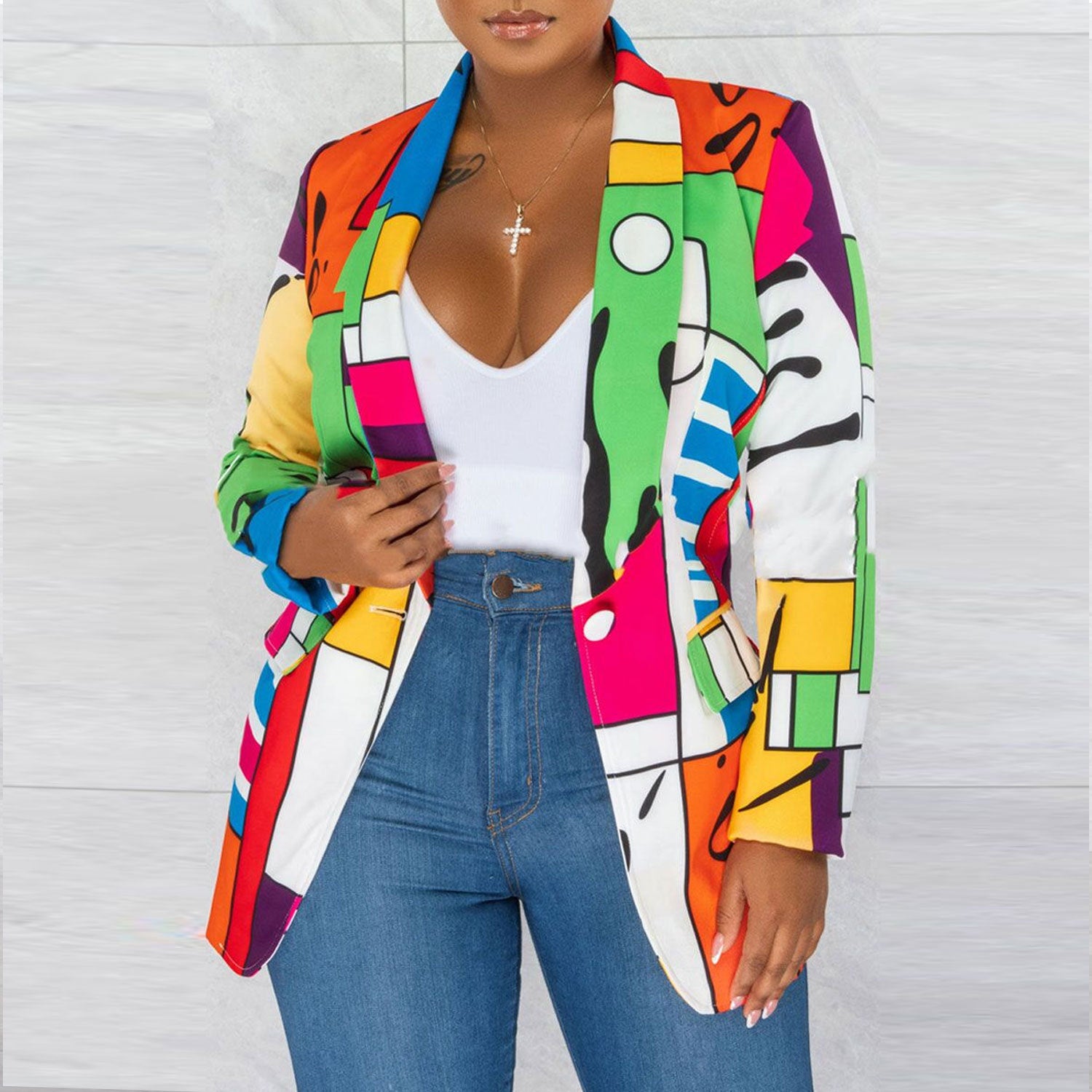 European And American Slim-fit Printed Top Suit Jacket