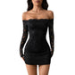 New Lace Off-shoulder Long-sleeve Slim-fit Slimming Dress