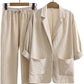 Women's Cotton Linen Coat Pants Fall Loose Fashion Suit