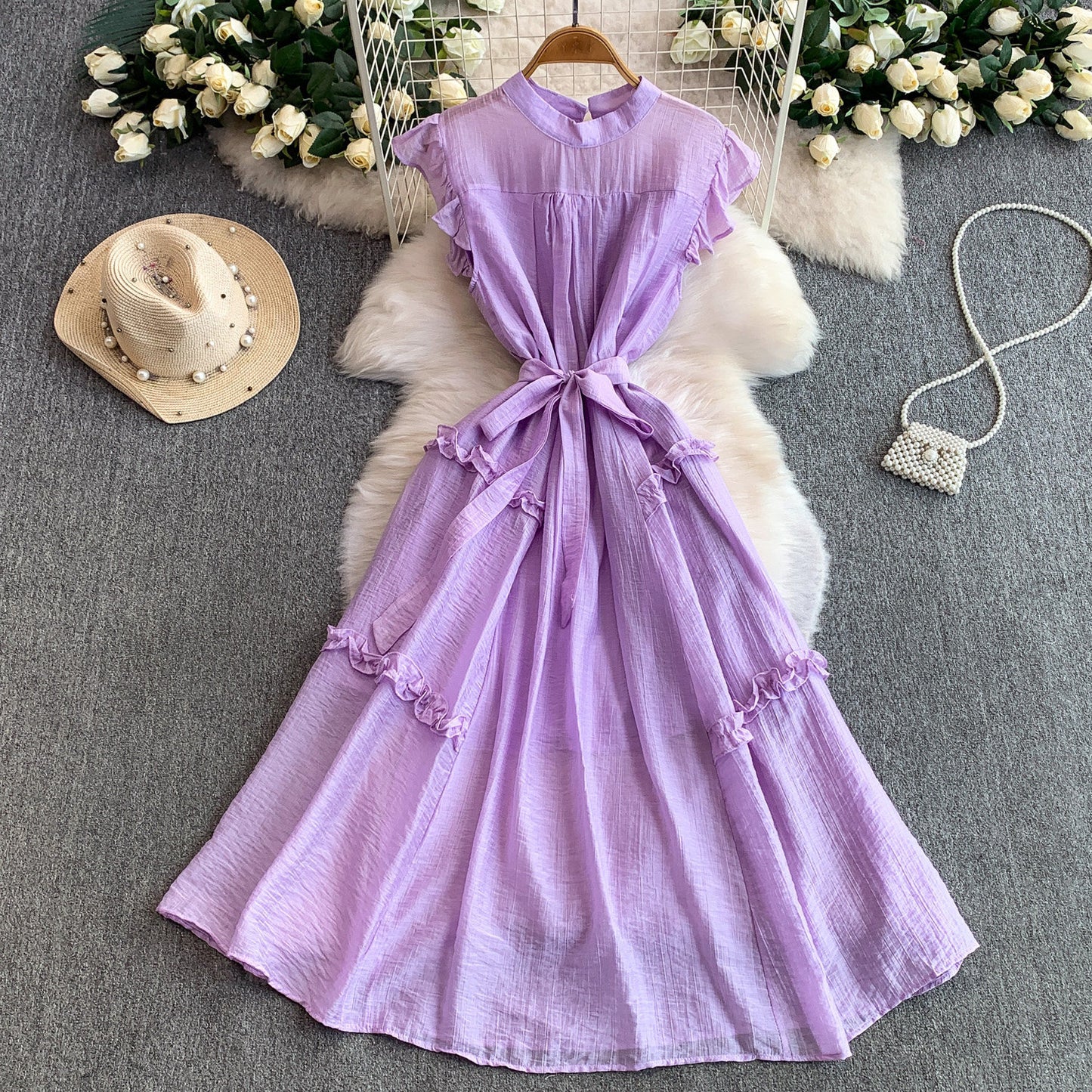 Sweet Flutter Sleeve Dress For Women