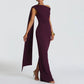 New Stylish High-waisted Long Dress With A Slanted Neckline
