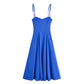 New Summer Laminated Decoration Bowknot Decoration Midi Skirt Sling Dress