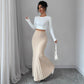 Women's Pleated Fishtail Skirt Apricot