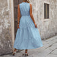 Summer New Womens Solid-Colored Sleeveless Stand-Collar Dress For Women