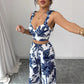 V-neck Strap Vest Loose Wide Leg Pants
