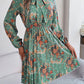 Jupe plissée à manches longues et lacets à taille contrôlée, style européen et américain, automne et hiver, élégante, à fleurs