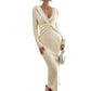 Womens Lace Deep V-Cross Bodycon Knitted Dress