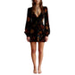 Elegant Floral Print V-Neck Velvet Dress