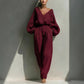 Long-sleeve Loose-fitting Trendy Unisex Retro Cotton-linen Set