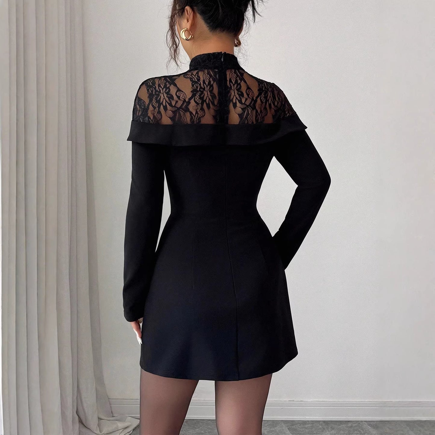 Womens Stylish, Elegant Lace-Panel Off-the-Shoulder Bodycon Dress