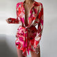 Robe à manches longues et imprimé à revers pour femme