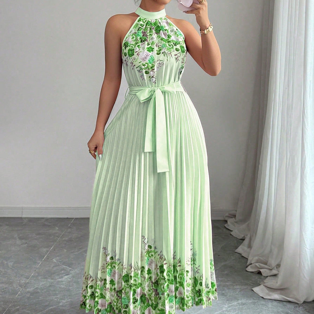 Women's Fashionable Printed Pleated Dress