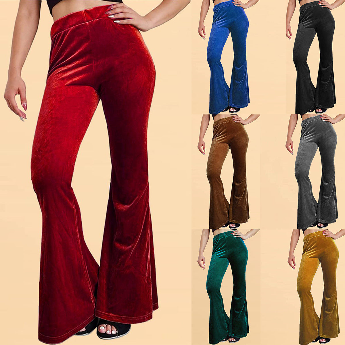 Pantalon en velours à pattes d'éléphant décontracté pour femme