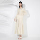 Solid Color Embroidered Long-sleeved Top Handmade Pleated Two-piece Overskirt Suit