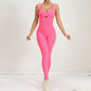 Dance Belly Contracting Peach Hip Sports Stretch Tight Jumpsuit